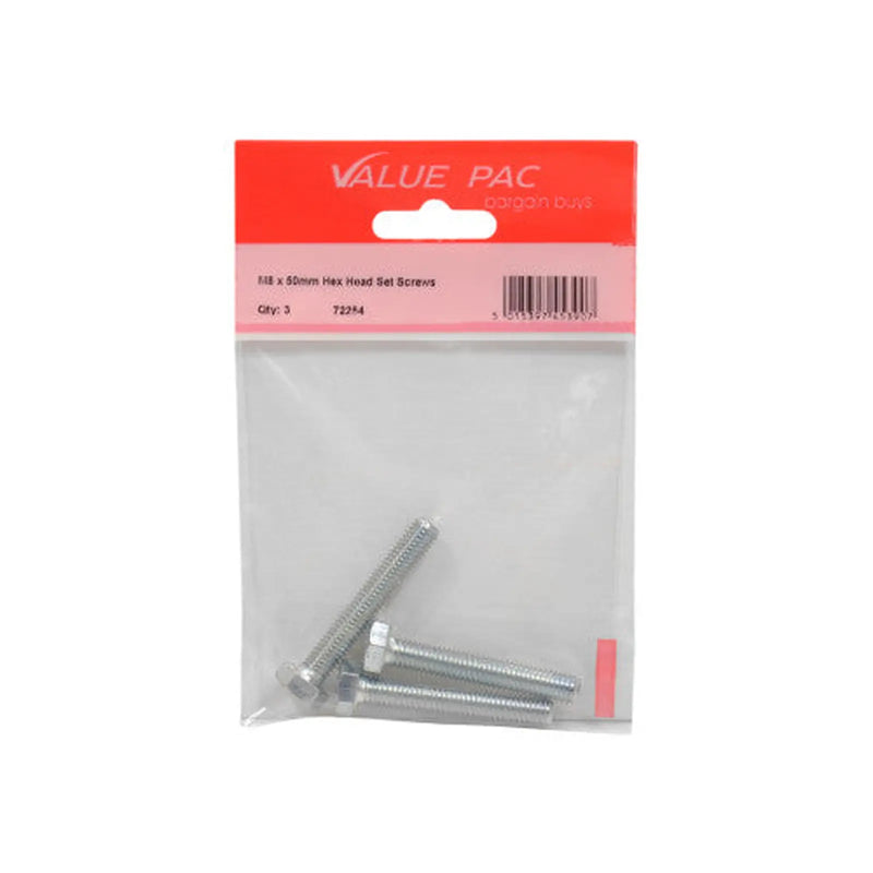 Centurion M8 x 50mm Hex Head Set Screws (Pack of 3) - Pack of 10