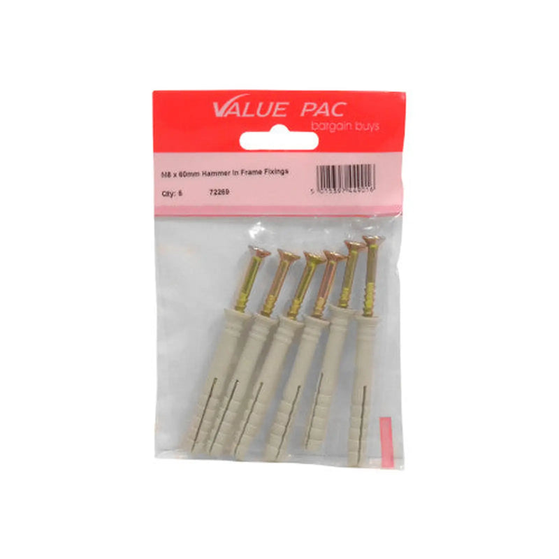 Centurion M8 x 60mm Hammer In Frame Fixings (Pack of 4) - Pack of 10