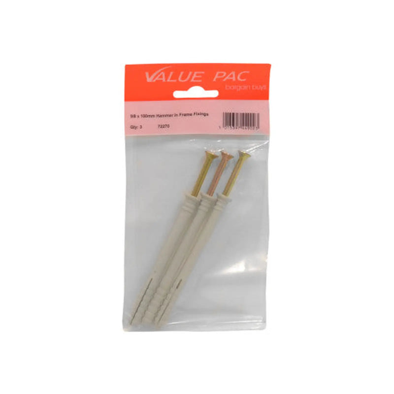 Centurion M8 x 100mm Hammer In Frame Fixings - Pack of 10