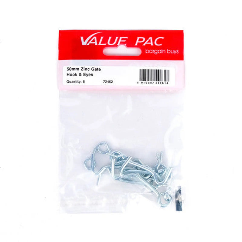 Centurion 50mm (2") ZP Gate Hook & Eyes (Pack of 5) - Pack of 10