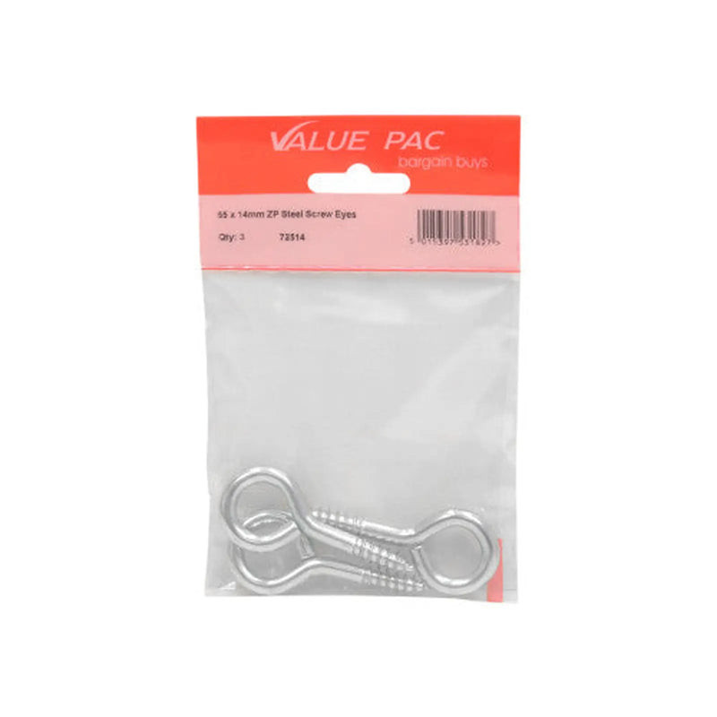 Centurion 65 x 6mm ZP Steel Screw Eyes 3pk - Pack of 10