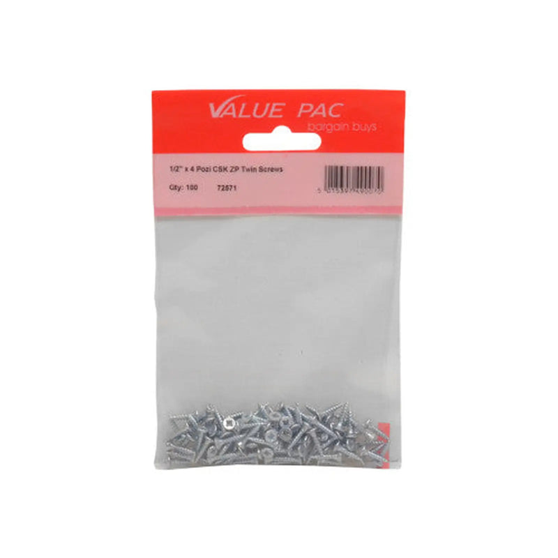 Centurion 1/2" x 4 Pozi CSK ZP Twin Screws (Pack of 70) - Pack of 10
