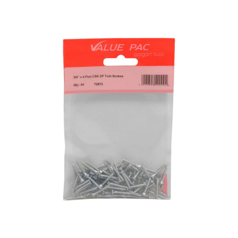 Centurion 3/4" x 4 Pozi CSK ZP Twin Screws (Pack of 65) - Pack of 10