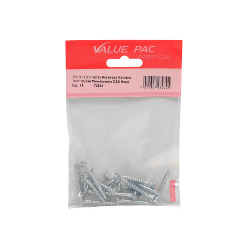 Centurion 1 1/4" x 12 Pozi CSK ZP Twin Screws (Pack of 14) - Pack of 10