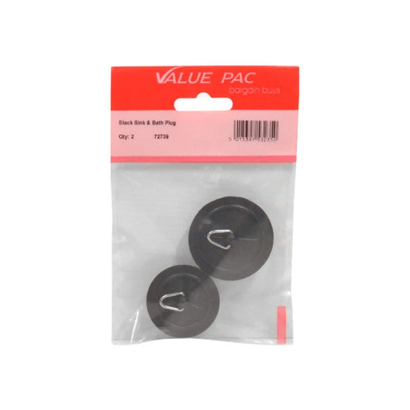 Centurion Black Sink & Bath Plug 2pk - Pack of 10