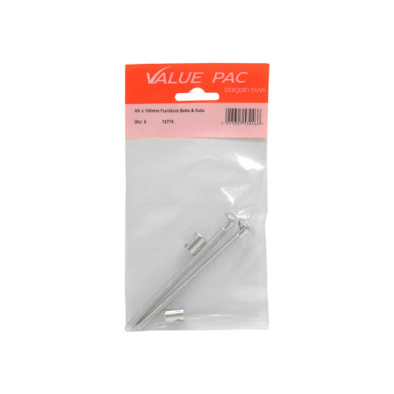 Centurion M6 x 100mm Furniture Bolts & Nuts 2pk - Pack of 10