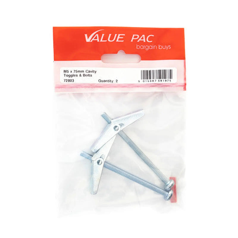Centurion M5 x 75mm ZP Cavity Toggle Bolt - Pack of 10