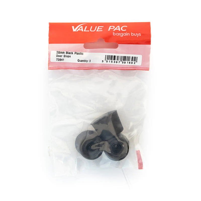 Centurion 28mm Black Plastic Door Stops - Pack of 10