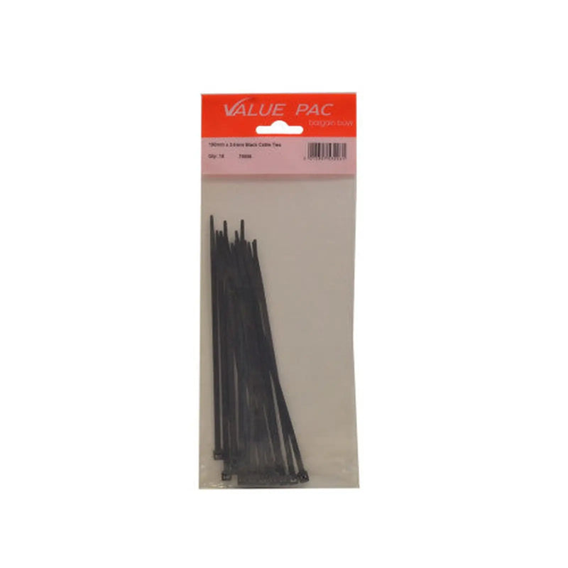 Centurion 150mm x 3.6mm Black Cable Ties 15pk - Pack of 10