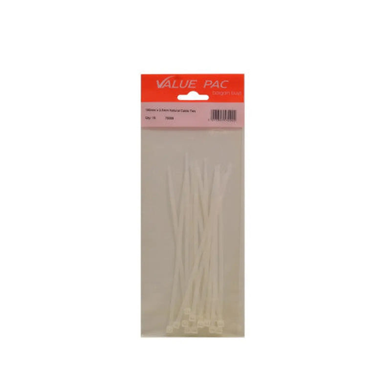 Centurion 150mm x 3.6mm Natural Cable Ties 15pk - Pack of 10