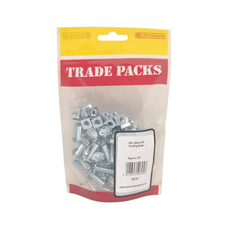 Centurion Roofing Bolts - Zinc Plated - M6 x 20mm - (55 PK) - Pack of 5