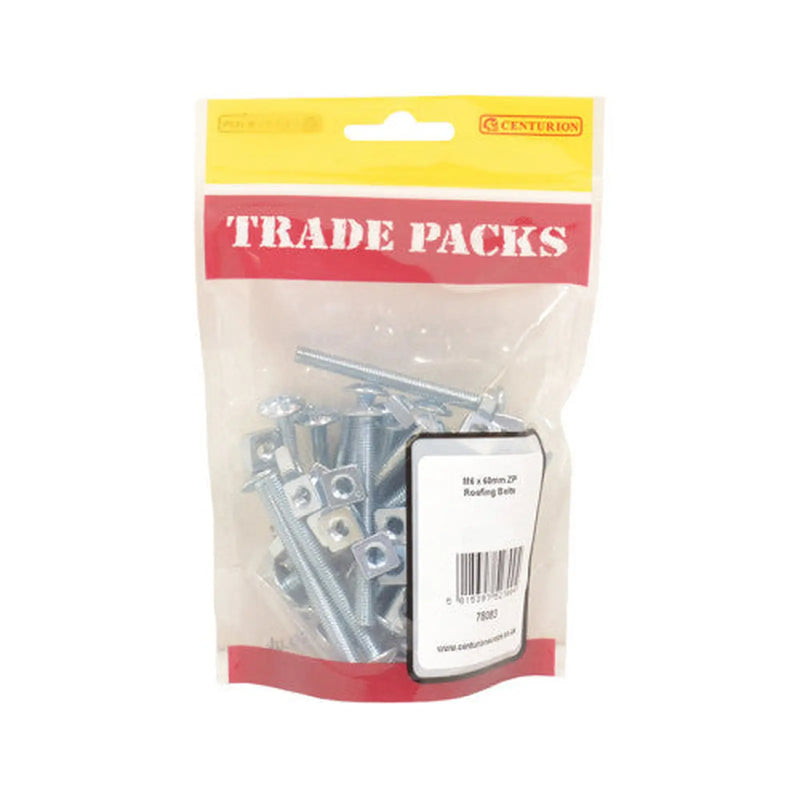 Centurion Roofing Bolts - Zinc Plated - M6 x 60mm - (30 PK) - Pack of 5