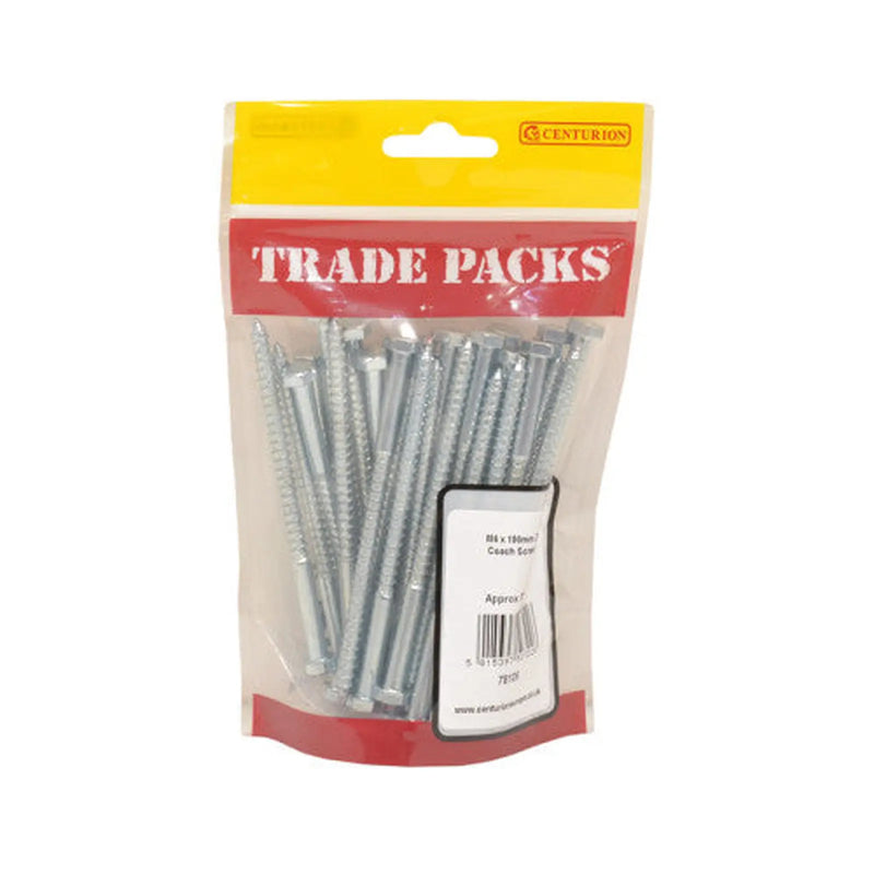 Centurion Coach Screws - Zinc Plated - M6 x 100mm - (35 PK) - Pack of 5