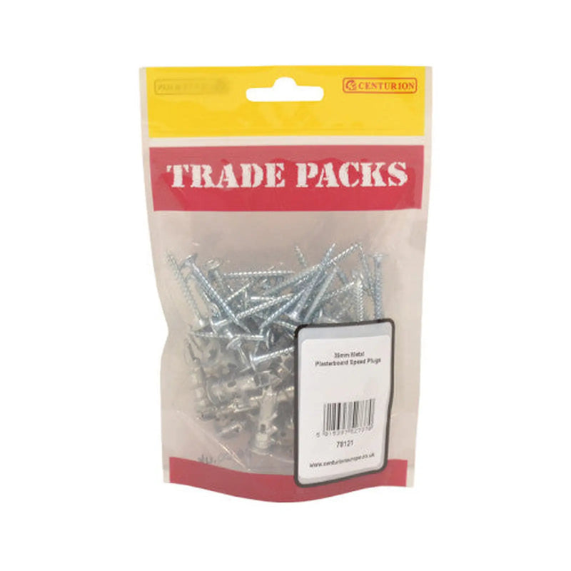 Centurion Plasterboard Fixing Plugs - Metal - 35mm - (28 PK) - Pack of 5