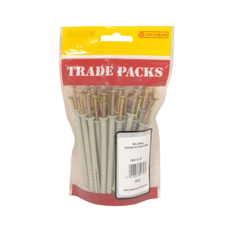 Centurion Hammer In Frame Fixings - Zinc Plated - M6 x 80mm - (45 PK) - Pack of 5