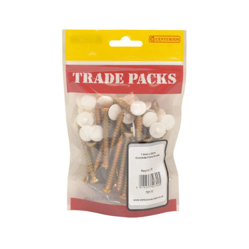 Centurion Concrete Frame Screws - Zinc Yellow Passivated - 7.5mm x 62mm - (35 - Pack of 5
