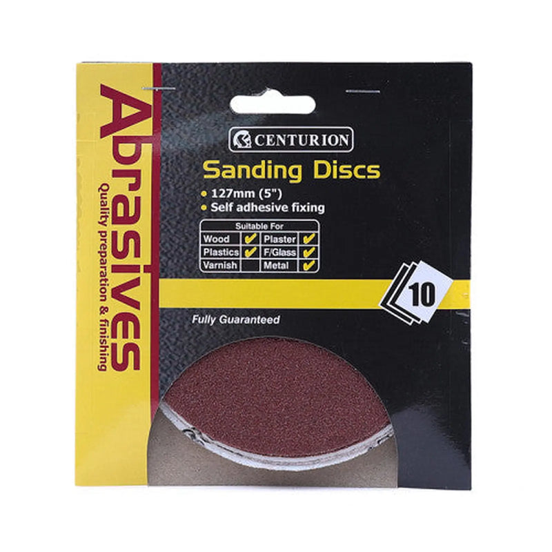 Centurion 125mm Assorted Self Adhesive Circular Sanding 10pk - Pack of 5