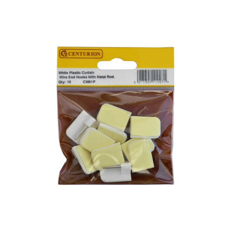 Centurion White Plastic Curtain Wire End Hooks (Pack of 10) - Pack of 5