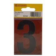 Centurion 75mm Black Helvetica Bold Condensed Style Vinyl Number 3 - Pack of 10
