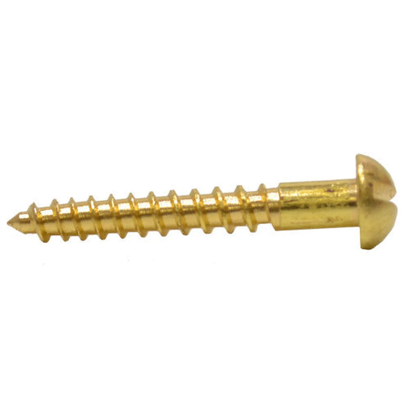 Centurion 1" x 6 Slotted Round Head Woodscrew - Solid Brass - (200)