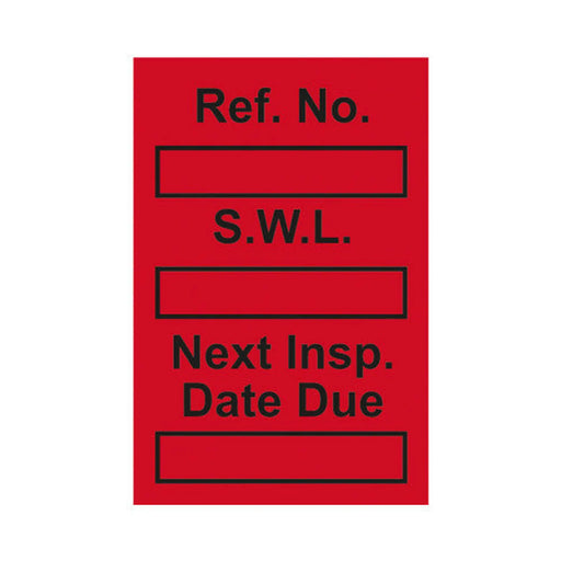 Centurion 'Safe Working Load' Mini Tag Insert, Red (Pack of 20)