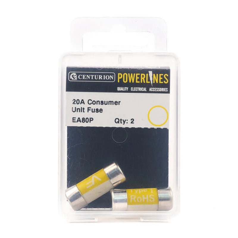 Centurion 20 Amp Consumer Unit Fuse, Pack of 2 - Pack of 5