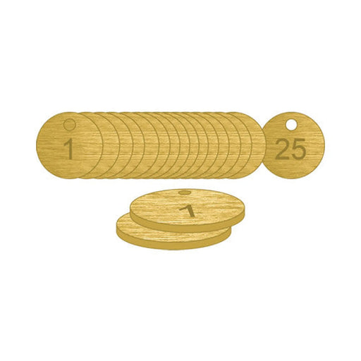 Centurion Brass Natural Unfilled Tags (1 to 25), 33mm