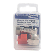 Centurion Angled 15mm x 3/4" BSP Appliance Stop Valve - Pack of 5