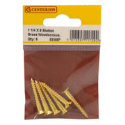 Centurion 1 1/4" x 8 Slotted Brass Woodscrew - Countersunk Head - (Pack of 6) - Pack of 5