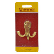 Centurion Solid Brass Double Robe Hook - Polished Brass - Pack Qty 1 - Pack of 5