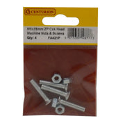 Centurion M5 x 25mm Machine Screws & Nuts - Countersunk Head - Zinc Plated - - Pack of 5