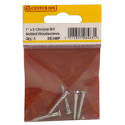 Centurion 1" x 6 Slotted Raised Head Woodscrew - Chrome Plated - (Pack of 5)