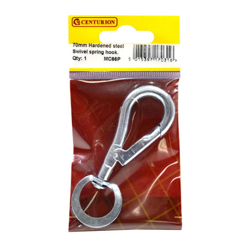 Centurion Steel Swivel Spring Hook, Zinc Plated, 7mm x 70mm - Pack of 5