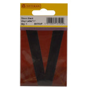 Centurion 75mm Black Helvetica Bold Condensed Style Vinyl Letter V - Pack of 10