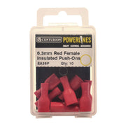 Centurion 6.3mm Red Female Insulated Push-Ons, Pack of 10 - Pack of 5