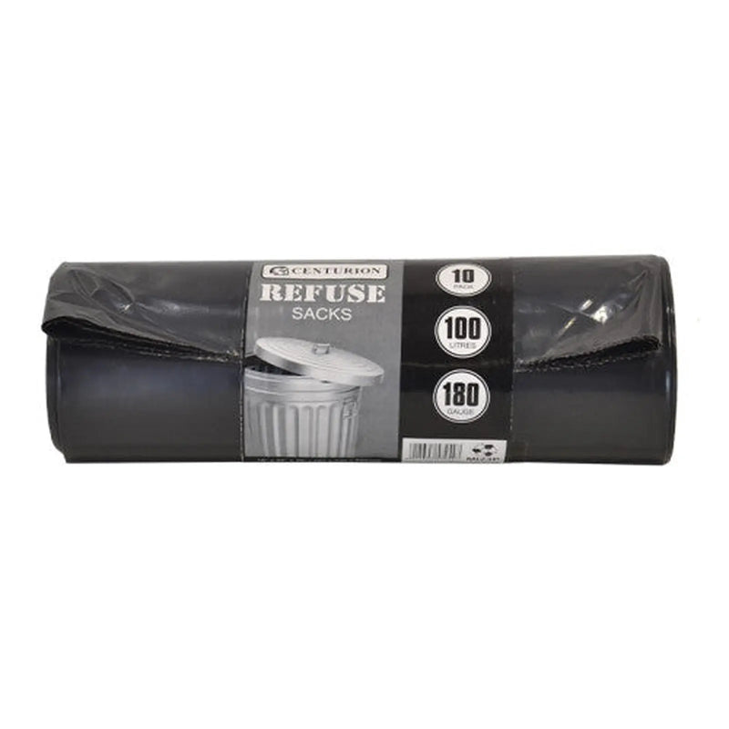 Centurion Heavy Duty Refuse Sacks, Black, 100 Litre Capacity - Pack of 5
