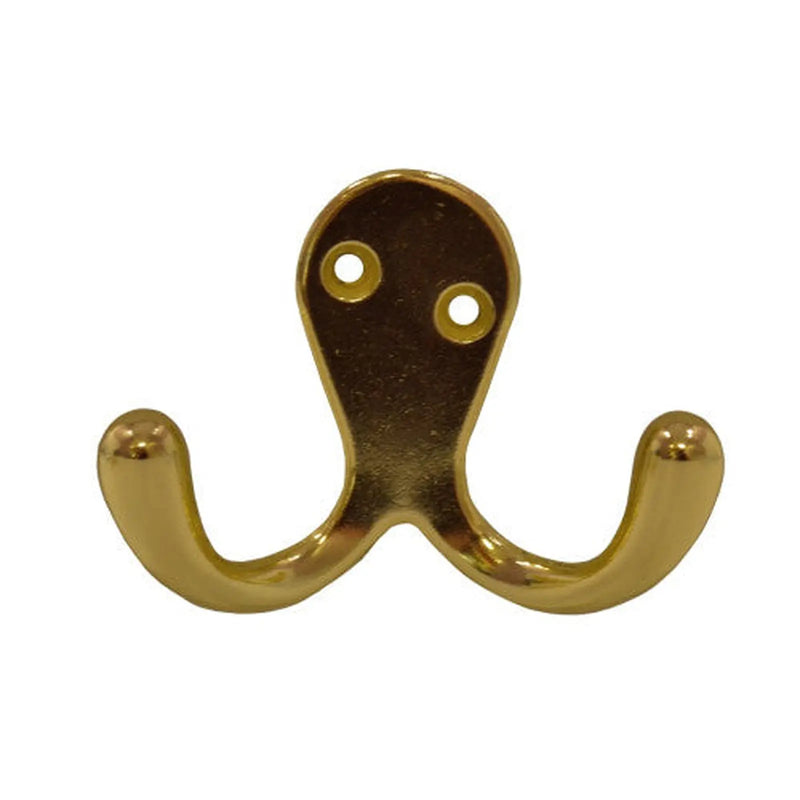 Centurion 70mm Die Cast Double Robe Hook - Brass - Pack of 20