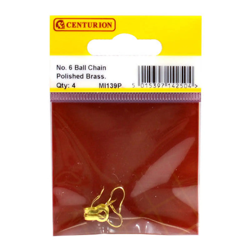 Centurion Solid Brass Ball Chain End Attachment, Polished Brass, No.6 - Pack of 5