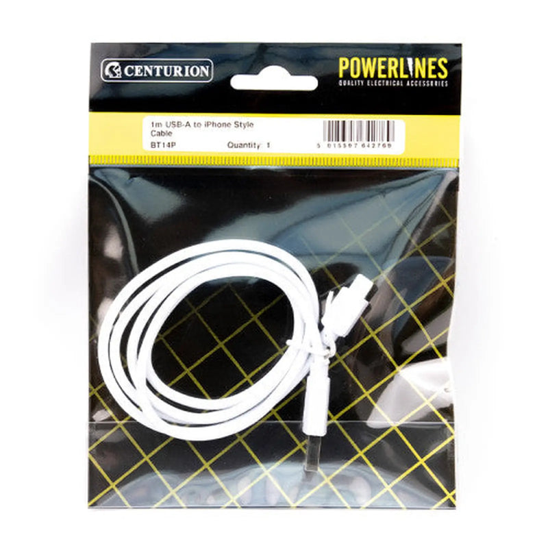 Centurion 1M USB-A to iPhone Style Cable - Pack of 3