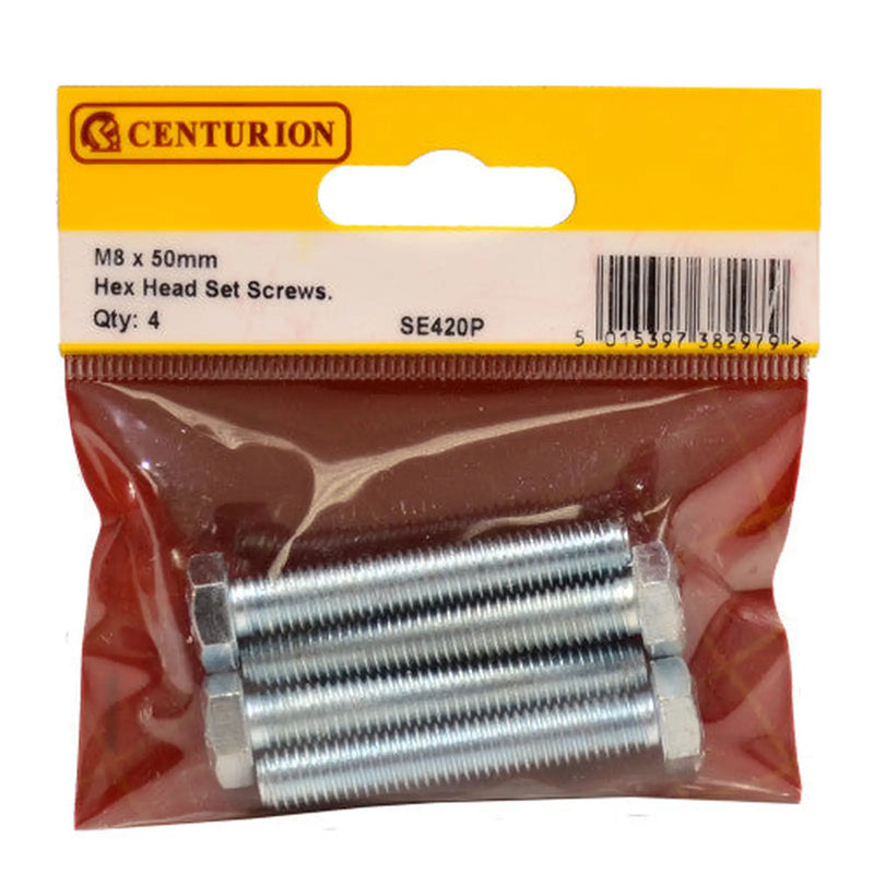 Centurion M8 x 50mm Hex Head Set Screws (Pack of 4) - Pack of 5
