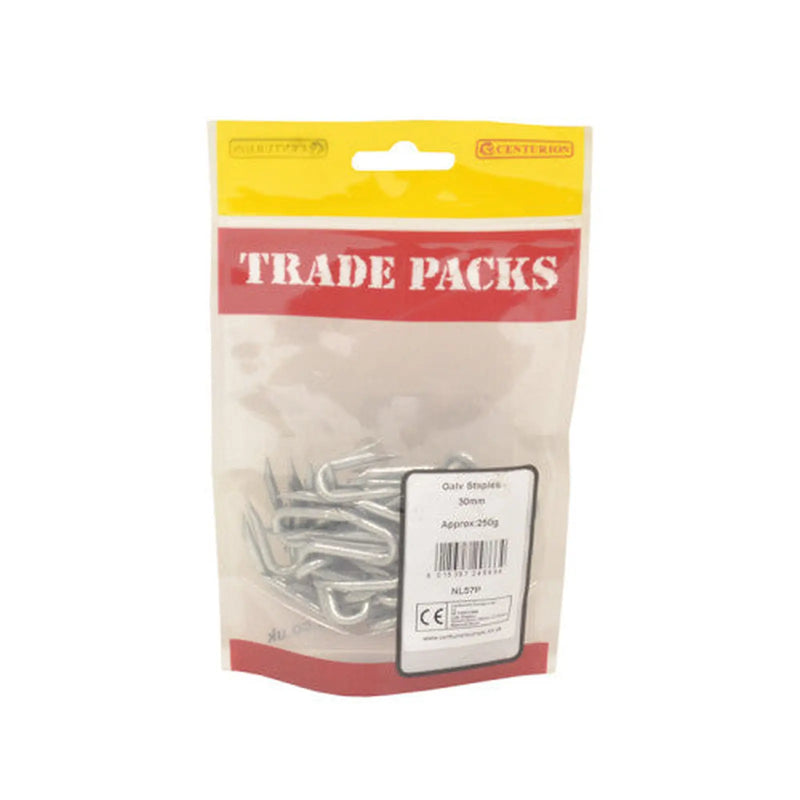 Centurion Staples - Galvanised - 30mm - (250g Pack) - Pack of 5
