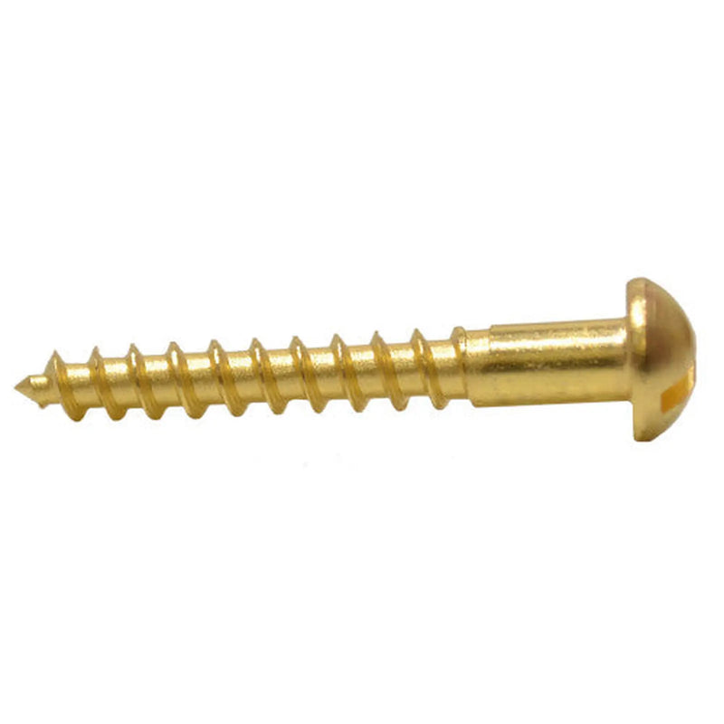 Centurion 1 1/4" x 8 Slotted Round Head Woodscrew - Solid Brass - (200)