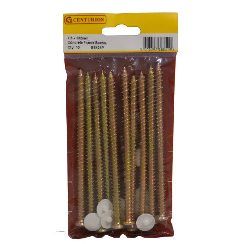 Centurion 7.5mm x 132mm Concrete Frame Screws (Pack of 10) - Pack of 5