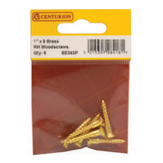 Centurion 1" x 8 Slotted Raised Head Woodscrew - Brass - (Pack of 6) - Pack of 5