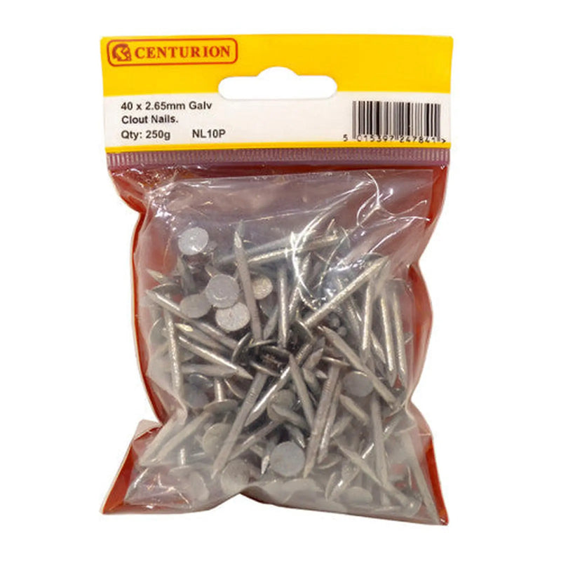 Centurion 40mm Galv Clout Nails - Pack of 5
