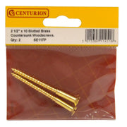 Centurion 2 1/2" x 10 Slotted Brass Woodscrew - Countersunk Head - (Pack of 2) - Pack of 5
