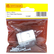 Centurion 25mm x 25mm ZP Slotted Steel Bracket (Pack of 4) - Pack of 5