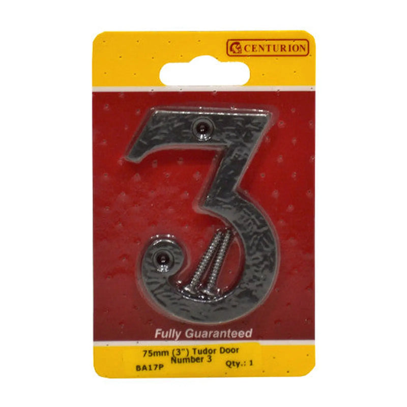 Centurion No.3 Door Numerals, Black, 75mm - Pack of 5