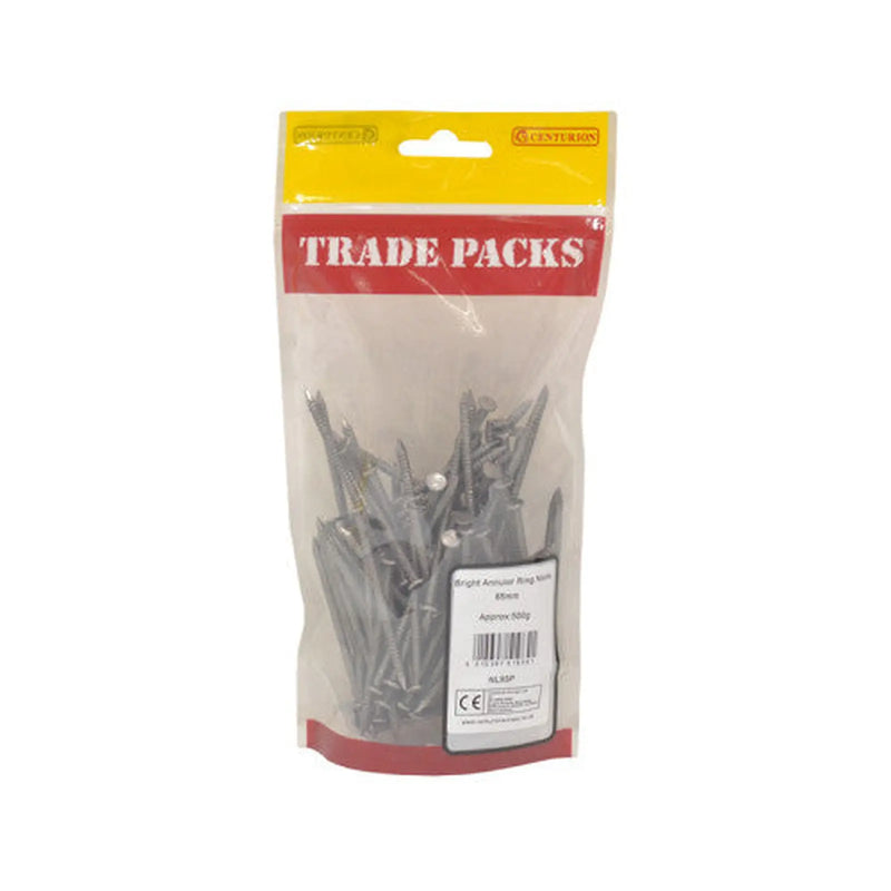 Centurion Bright Annular Ring Nails - Steel - 65mm - (500g Pack) - Pack of 5