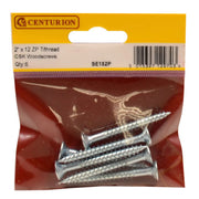 Centurion 2" x 12 ZP Cross Recessed Hardened Twin Thread Woodscrews with - Pack of 5